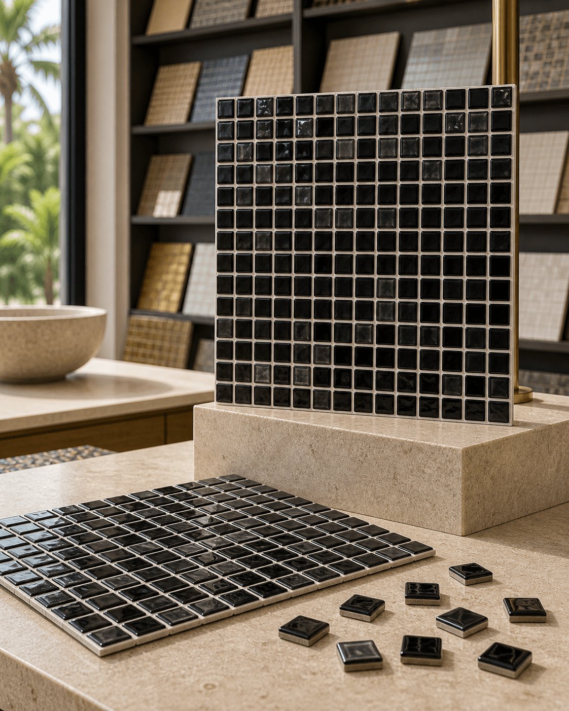 Black mosaic, applied