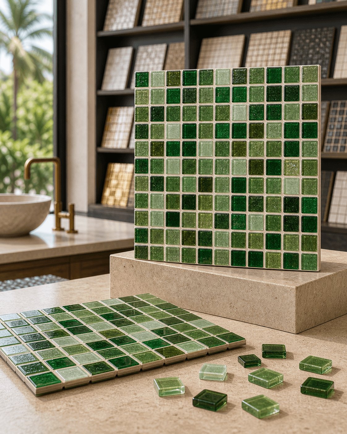 Green mosaic, applied