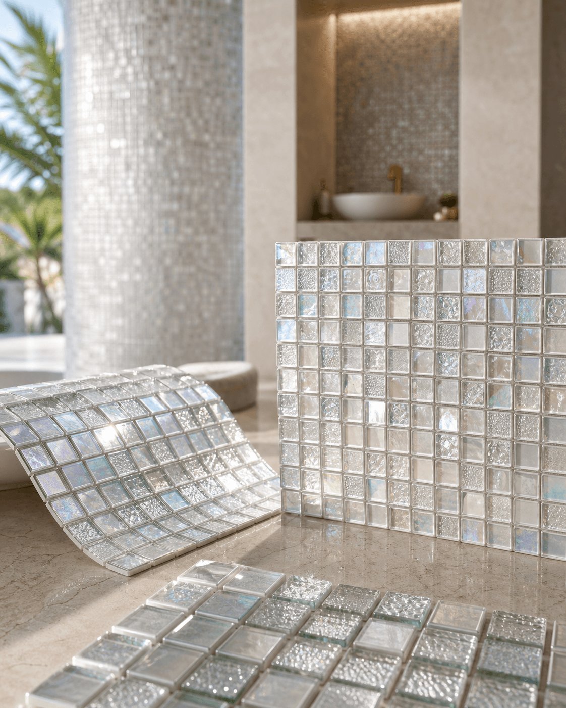 Silver crystal mosaic, applied