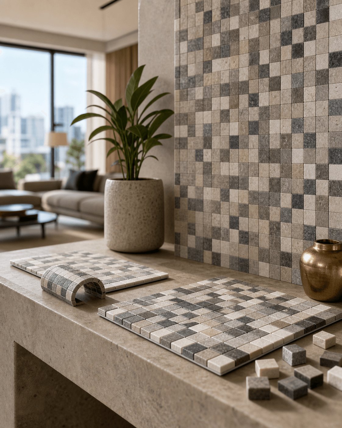 Stone mosaic, applied